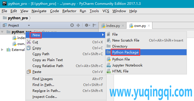 使用PyCharm创建包